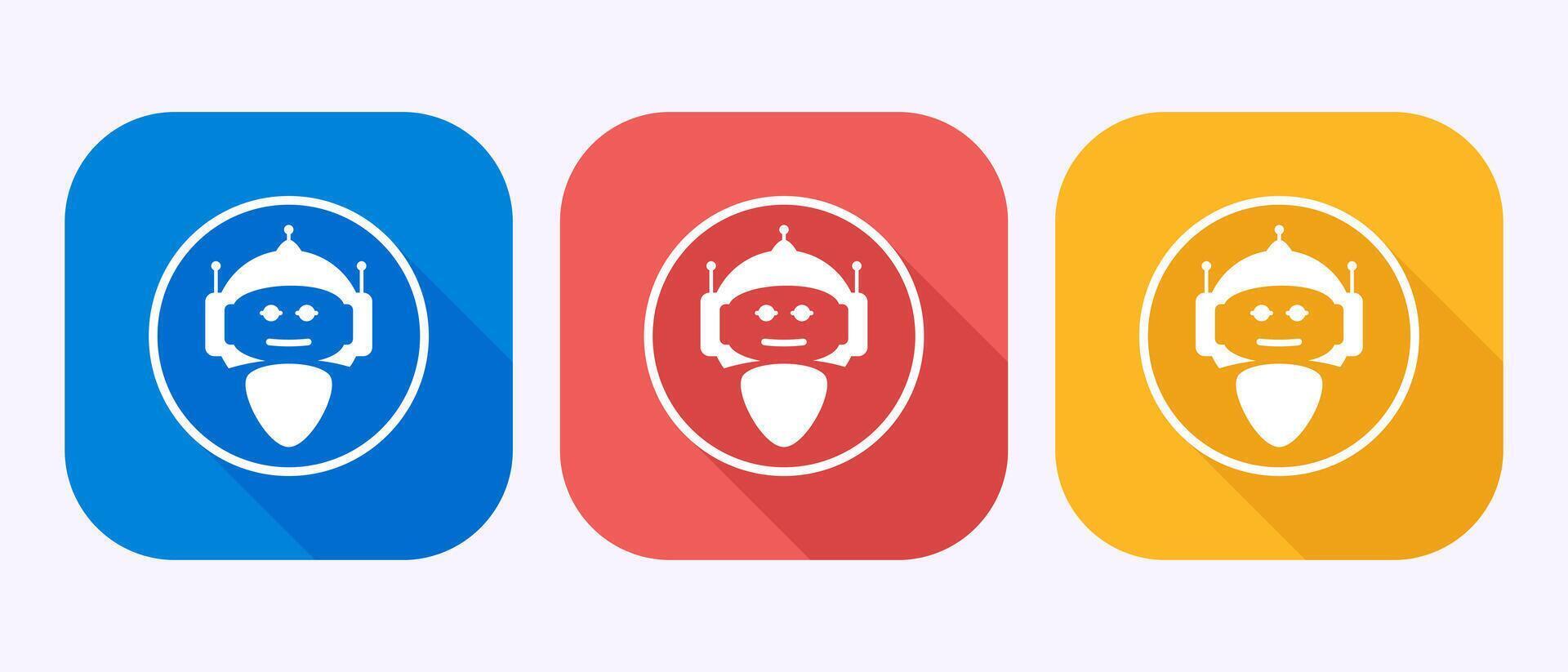 AI assistant icon design illustration. Robot icon in shadow button design. vector