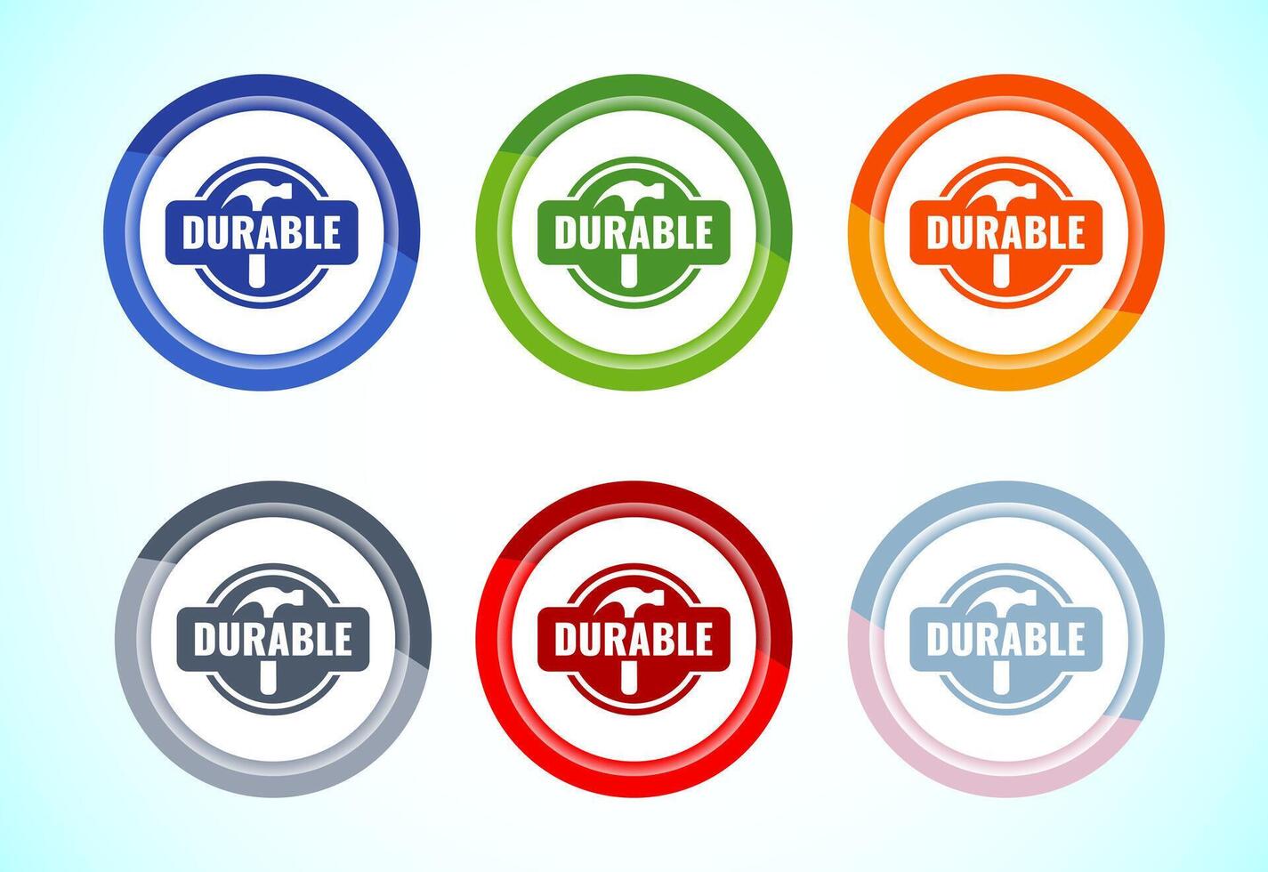 Durable icon illustration, Durable logo badge for product design element. 6 color button design set vector
