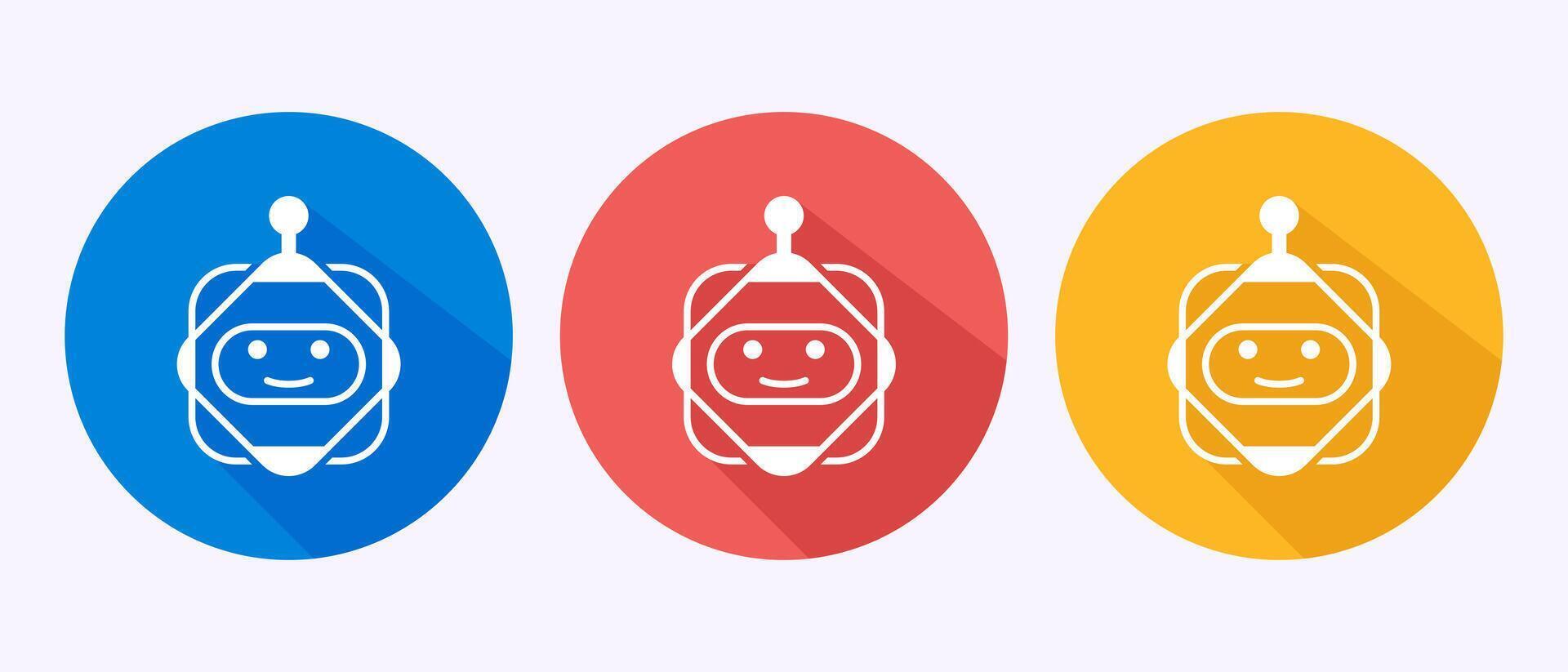 AI assistant icon illustration. Digital or virtual assistant sign, Robot icon in shadow button design. vector