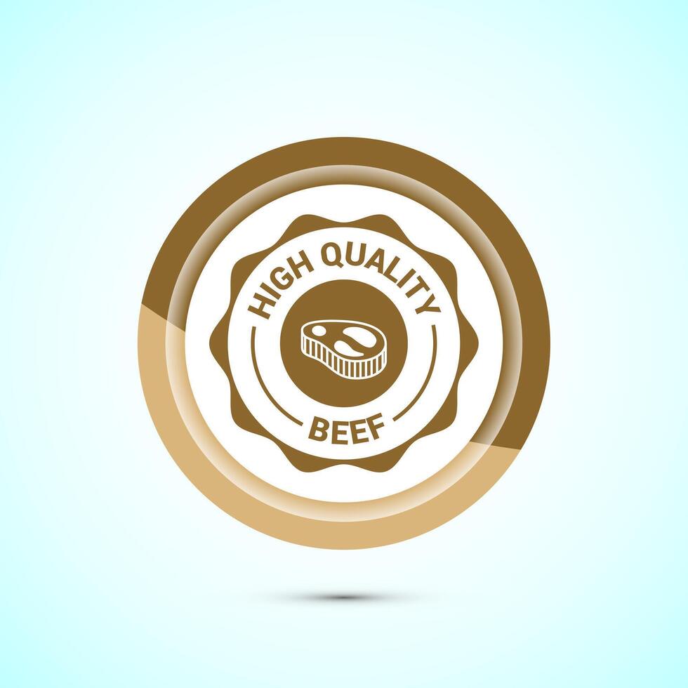 High quality beef icon design illustration, High quality beef meat badge, Fresh meat label, Gold color button design vector