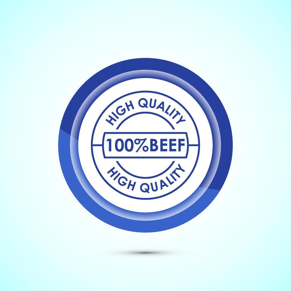 High quality beef icon design illustration, High quality beef meat badge, Fresh meat label, Blue color button design vector
