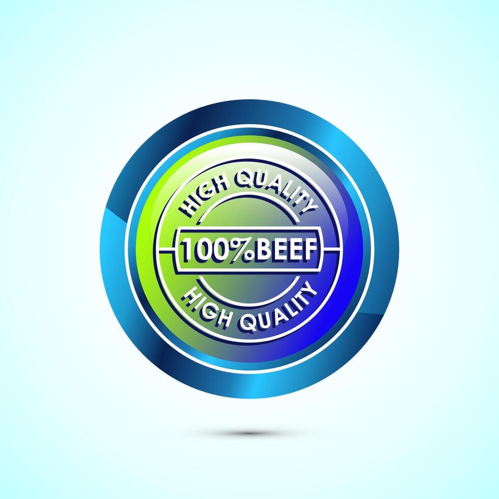 High quality beef icon design illustration, High quality beef meat badge, Fresh meat label, Glossy round button design vector