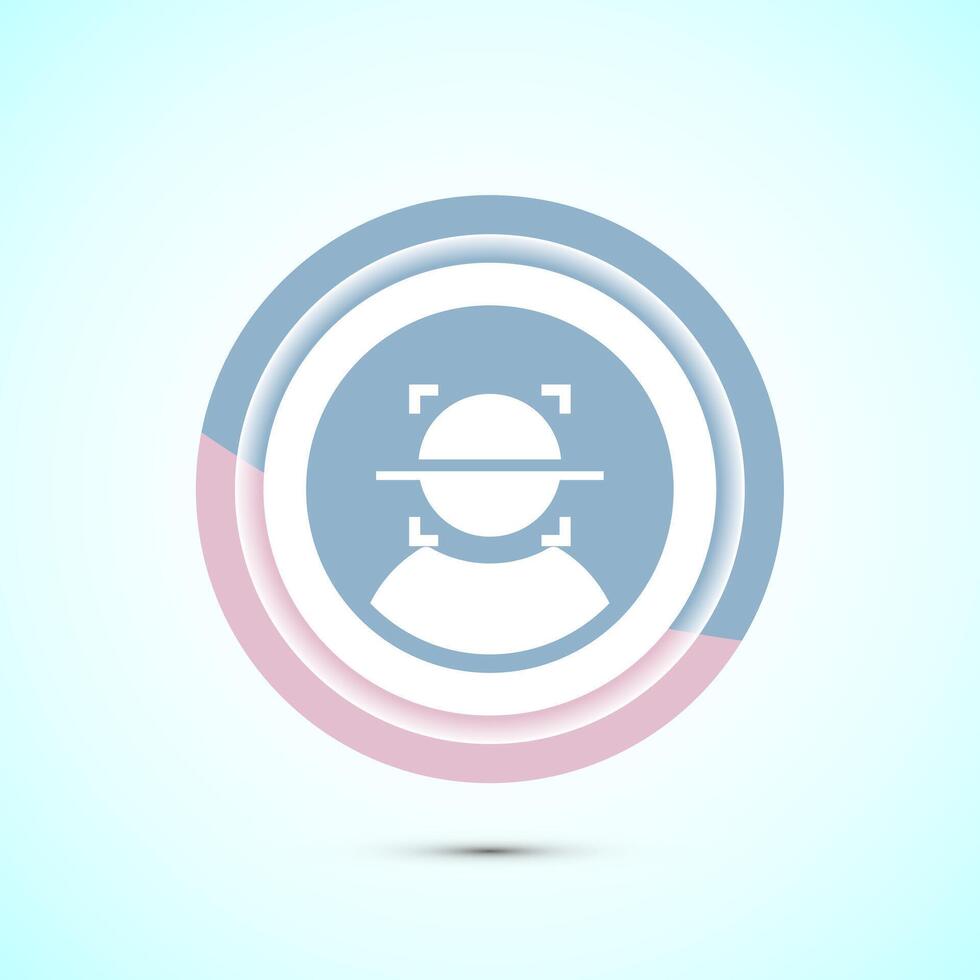 Face recognition icon design illustration, Face scanning sign, biometric icon, Pastel color button design vector
