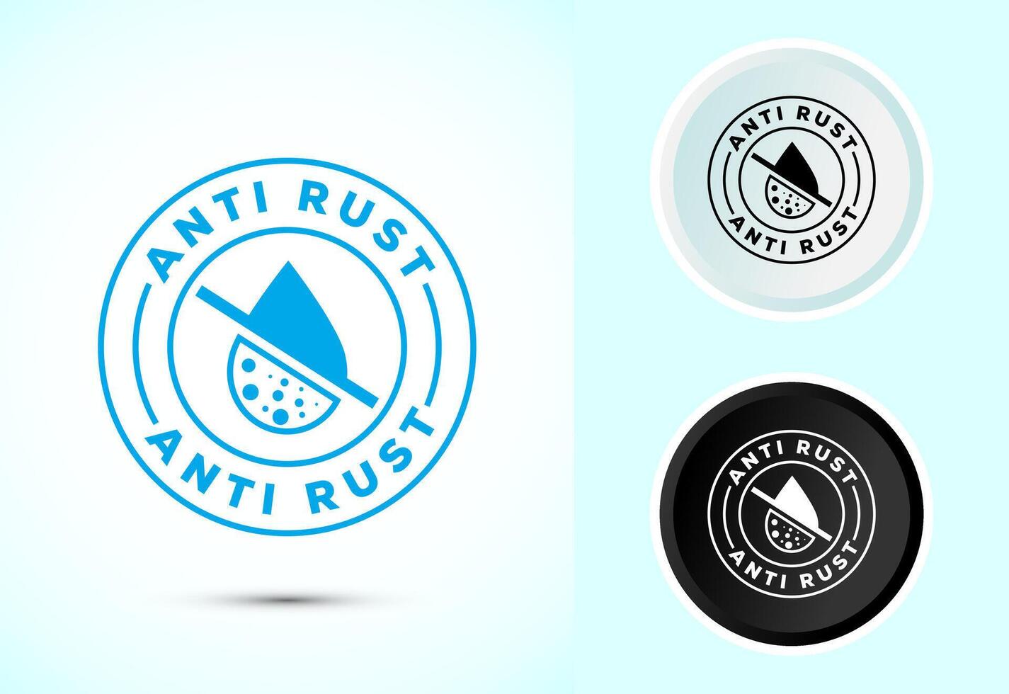 Anti rust icon design. Anti oxidation icon, Rust resistant symbol, Color black and white vector