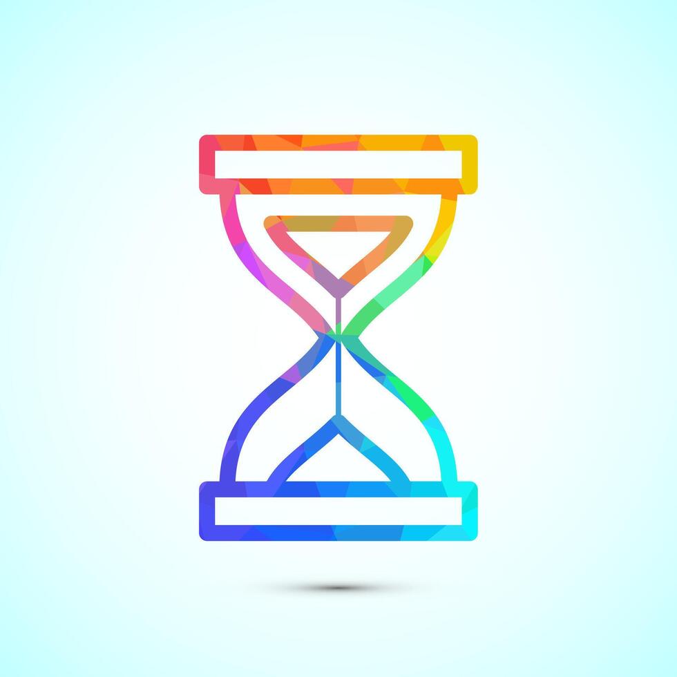 Sand clock icon design illustration. Hourglass symbol, low poly style vector