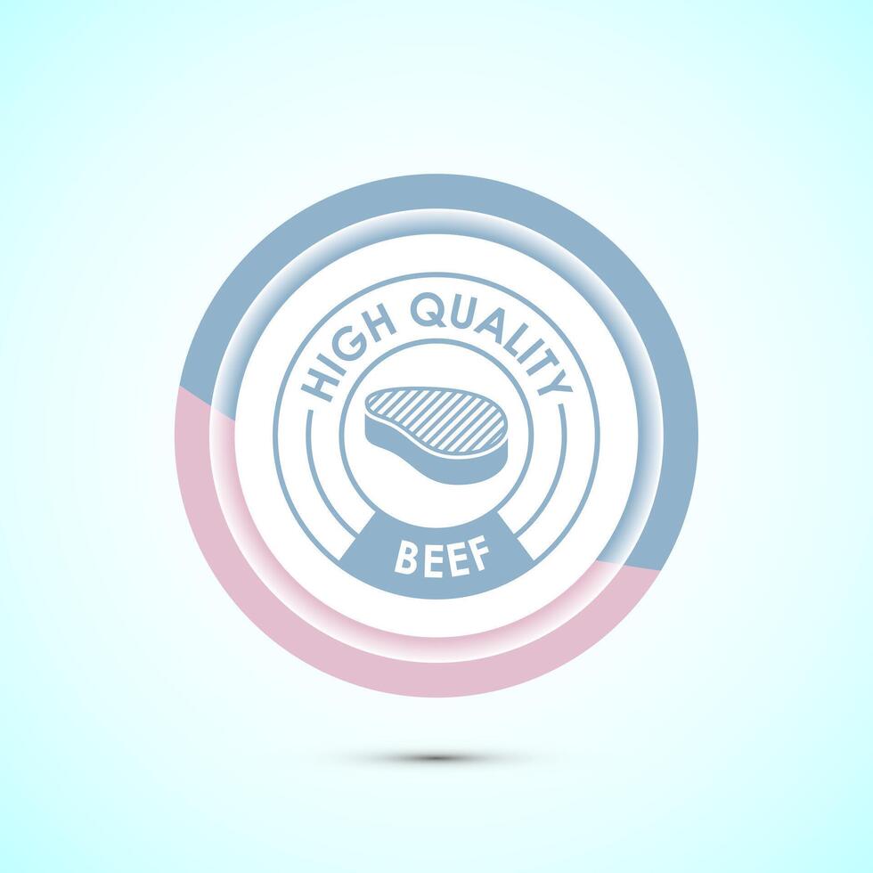 High quality beef icon design illustration, High quality beef meat badge, Fresh meat label, Pastel color button design vector