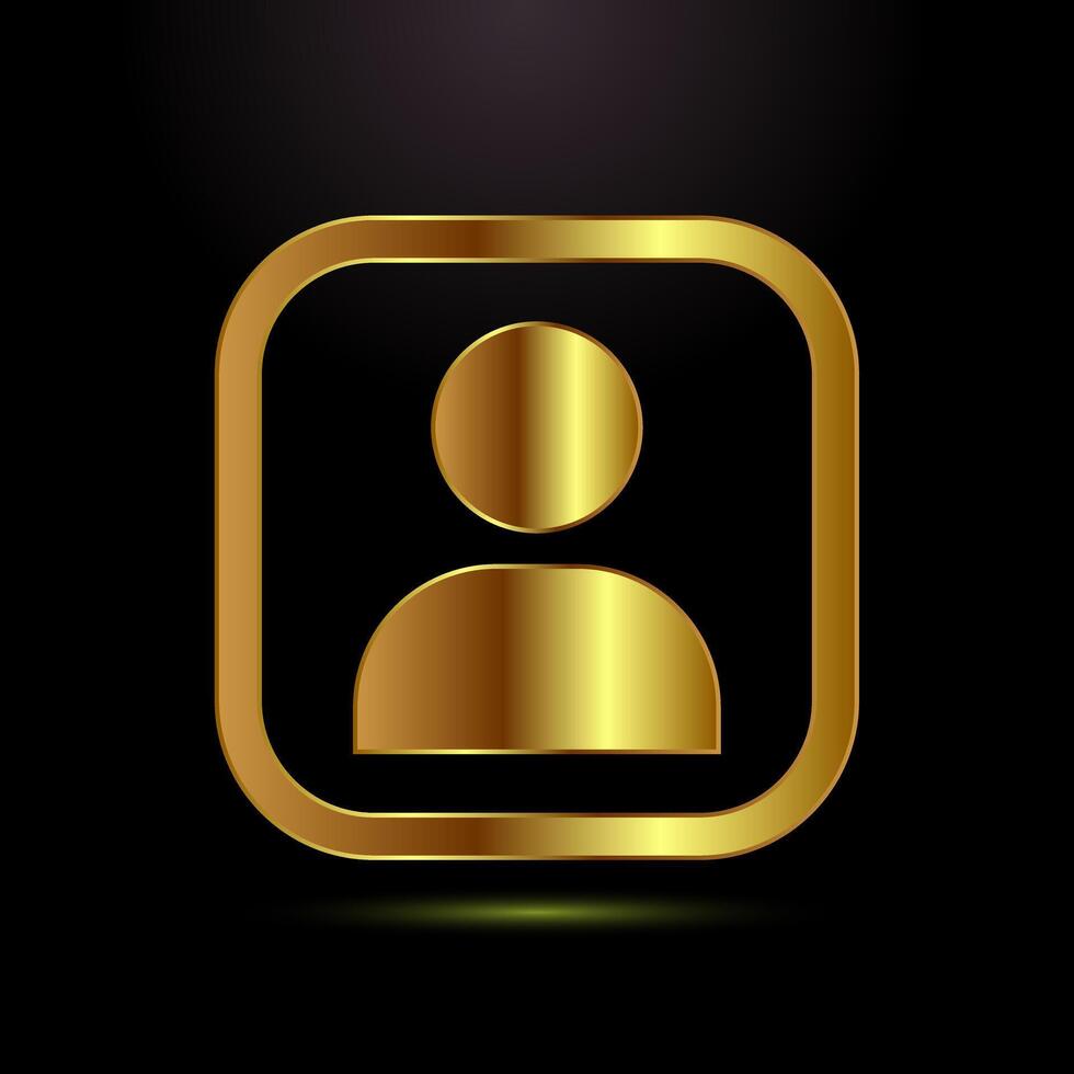 User profile icon design illustration, gold color style vector
