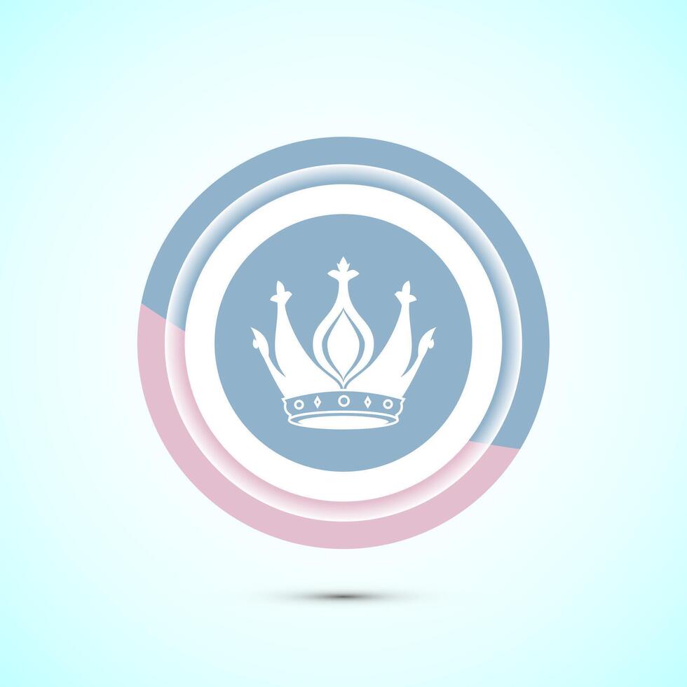 Crown icon design illustration, Royal crown sign symbol, Pastel color button design vector