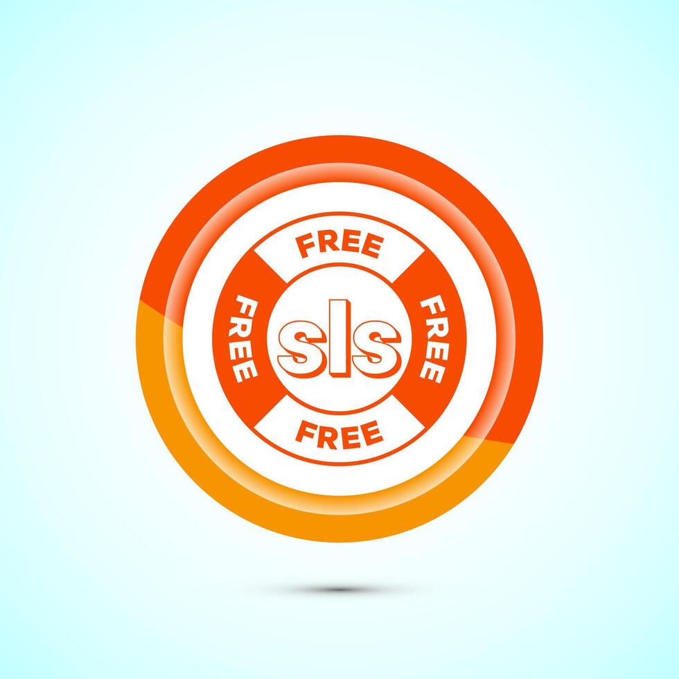 SLS free icon design illustration, SLS and SLES free label badge for web, Orange color button design vector