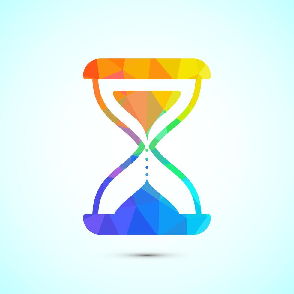 Sand clock icon design. Hourglass symbol, Time measuring sign, low poly style vector