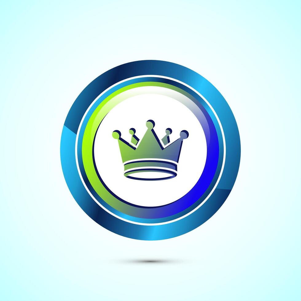 Crown icon design illustration, Royal crown sign symbol, Glossy round button design vector