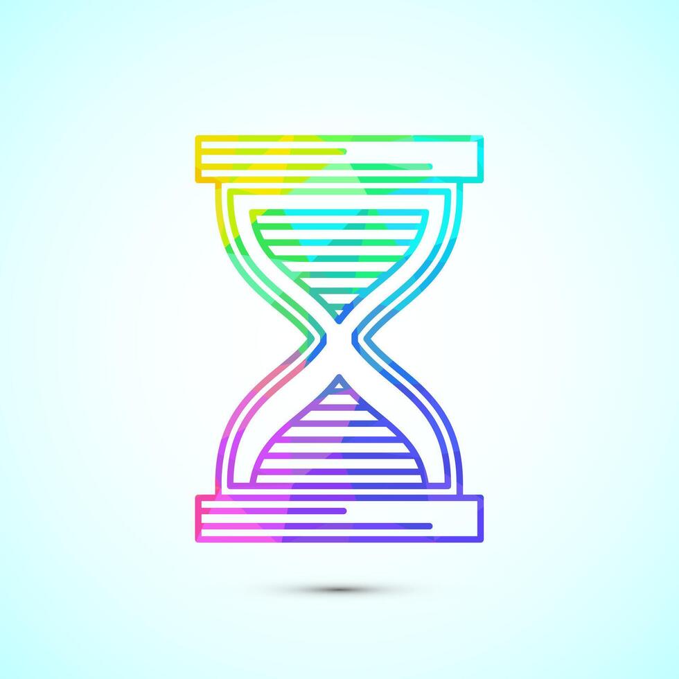 Sand clock icon illustration. Hourglass symbol, Time measuring sign, low poly style vector