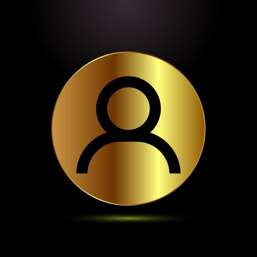 User profile icon design illustration, User profile avatar sign, gold color style vector