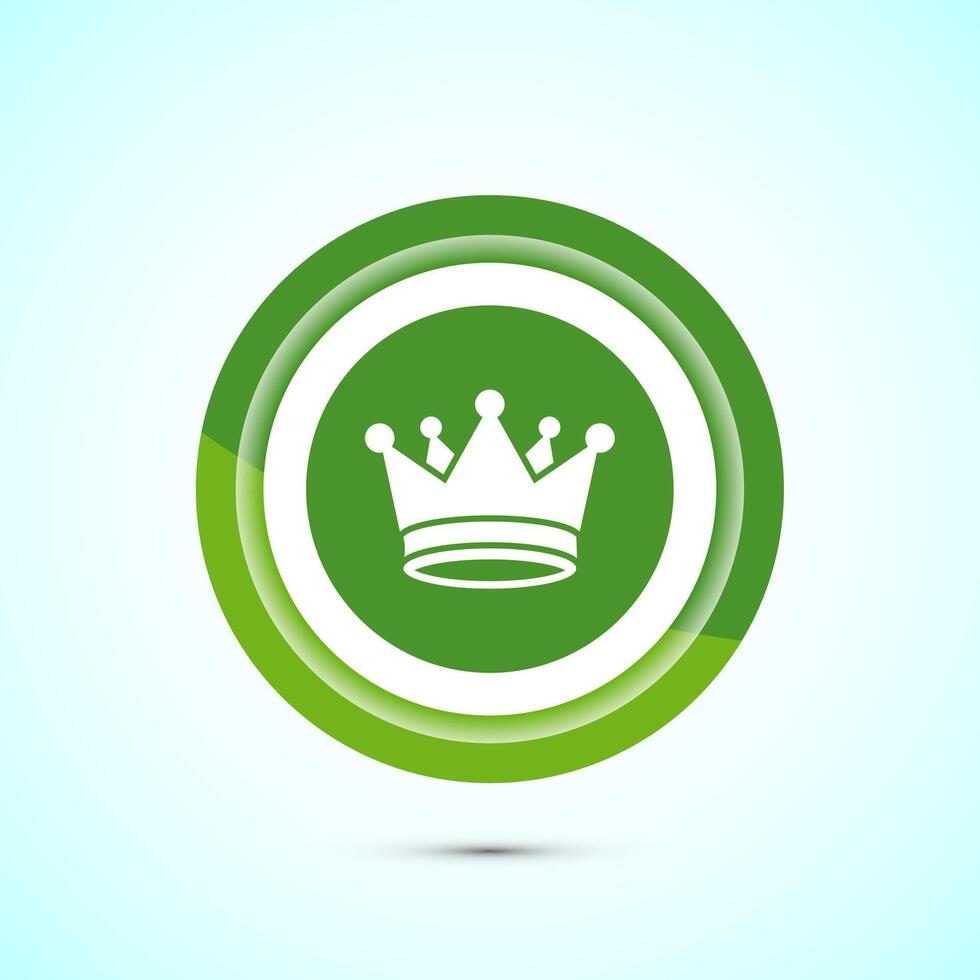 Crown icon design illustration, Royal crown sign symbol, Green color button design vector
