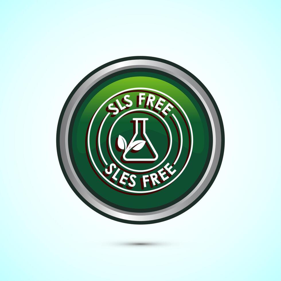 SLS free icon design illustration, SLS and SLES free label badge for web, Green color round button design vector