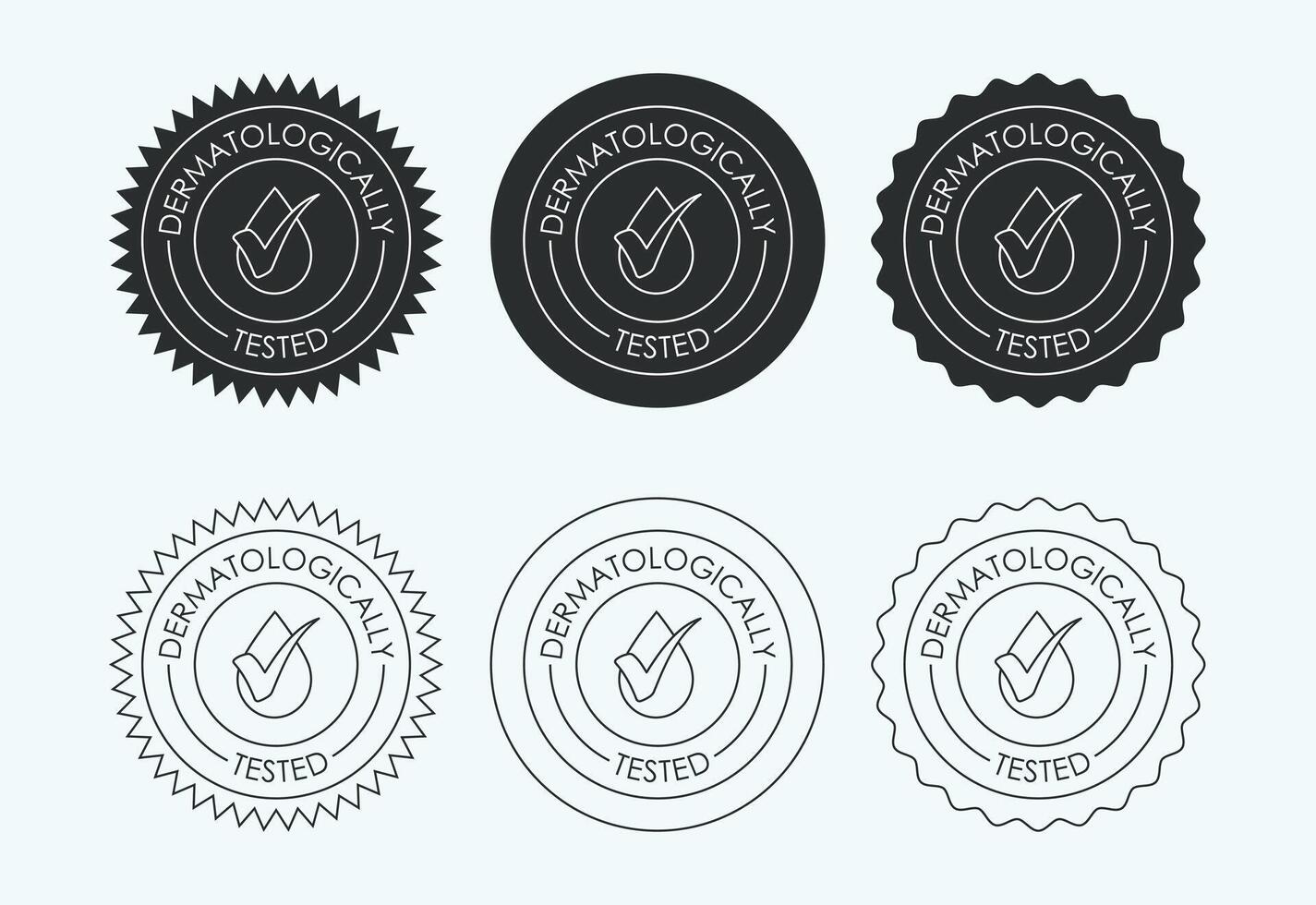 Dermatologically tested icon, dermatology test and dermatologist clinic icon sign vector