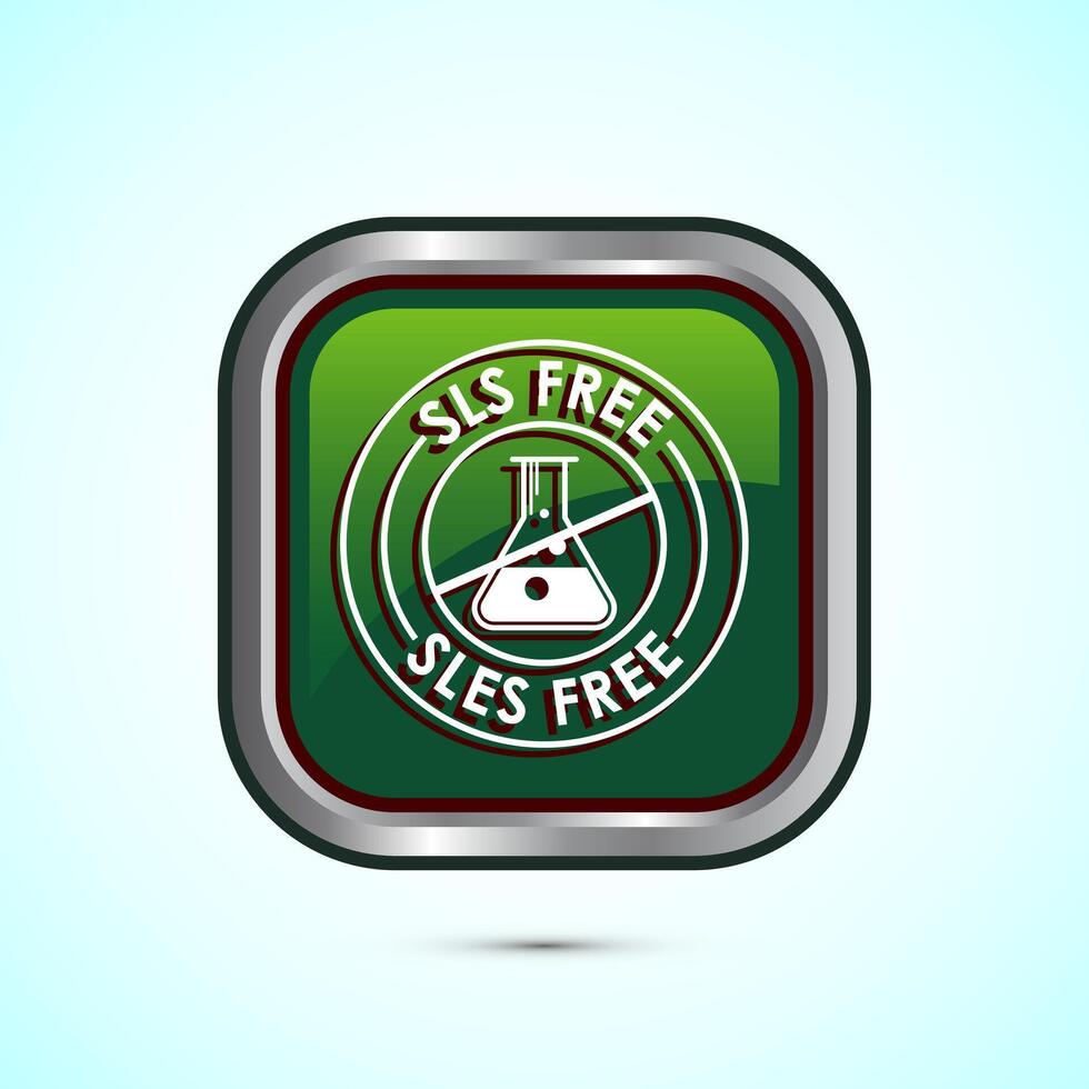 SLS free icon design illustration, SLS and SLES free label badge for web, Green color square button design vector