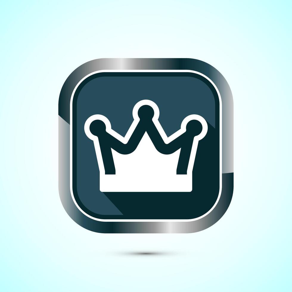 Crown icon design illustration, Royal crown sign symbol, Gray color shadow button design vector