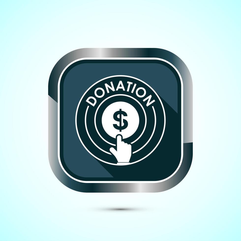 Donation icon design illustration, Donate icon sign, Charity concept symbol, Gray color shadow button design vector