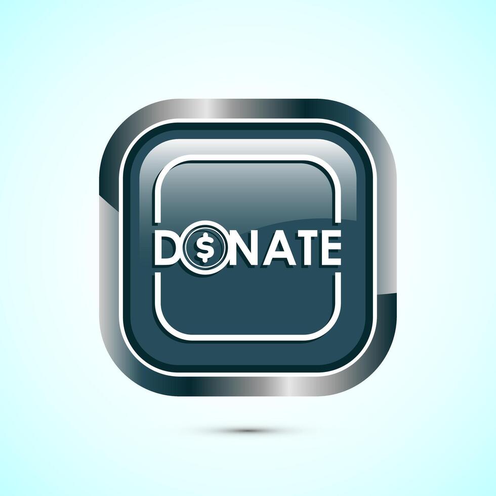 Donation icon design illustration, Donate icon sign, Charity concept symbol, Gray color square button design vector