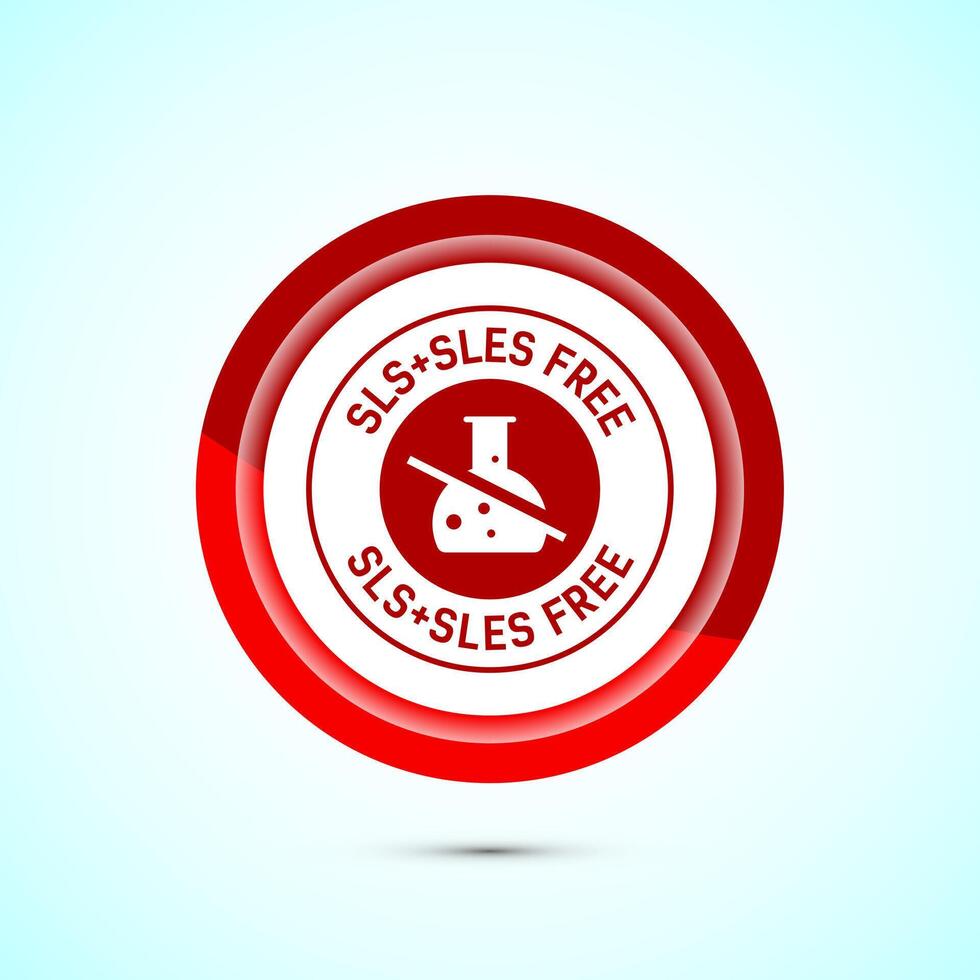 SLS free icon design illustration, SLS and SLES free label badge for web, Red color button design vector