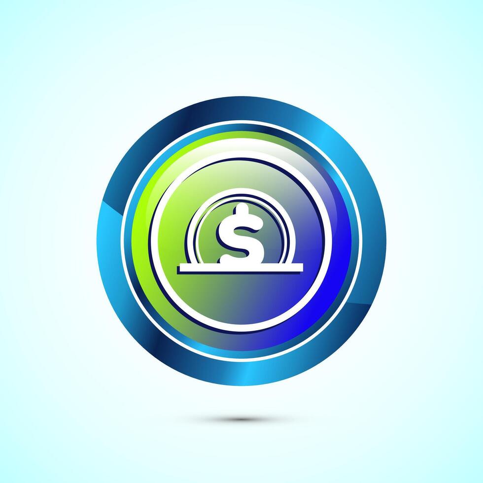 Donation icon design illustration, Donate icon sign, Charity concept symbol, Glossy round button design vector