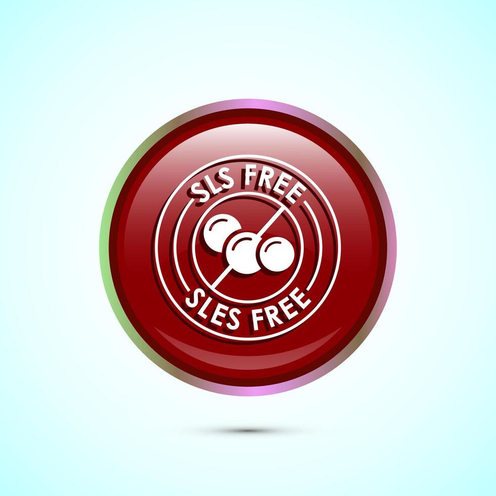 SLS free icon design illustration, SLS and SLES free label badge for web, Red color round button design vector