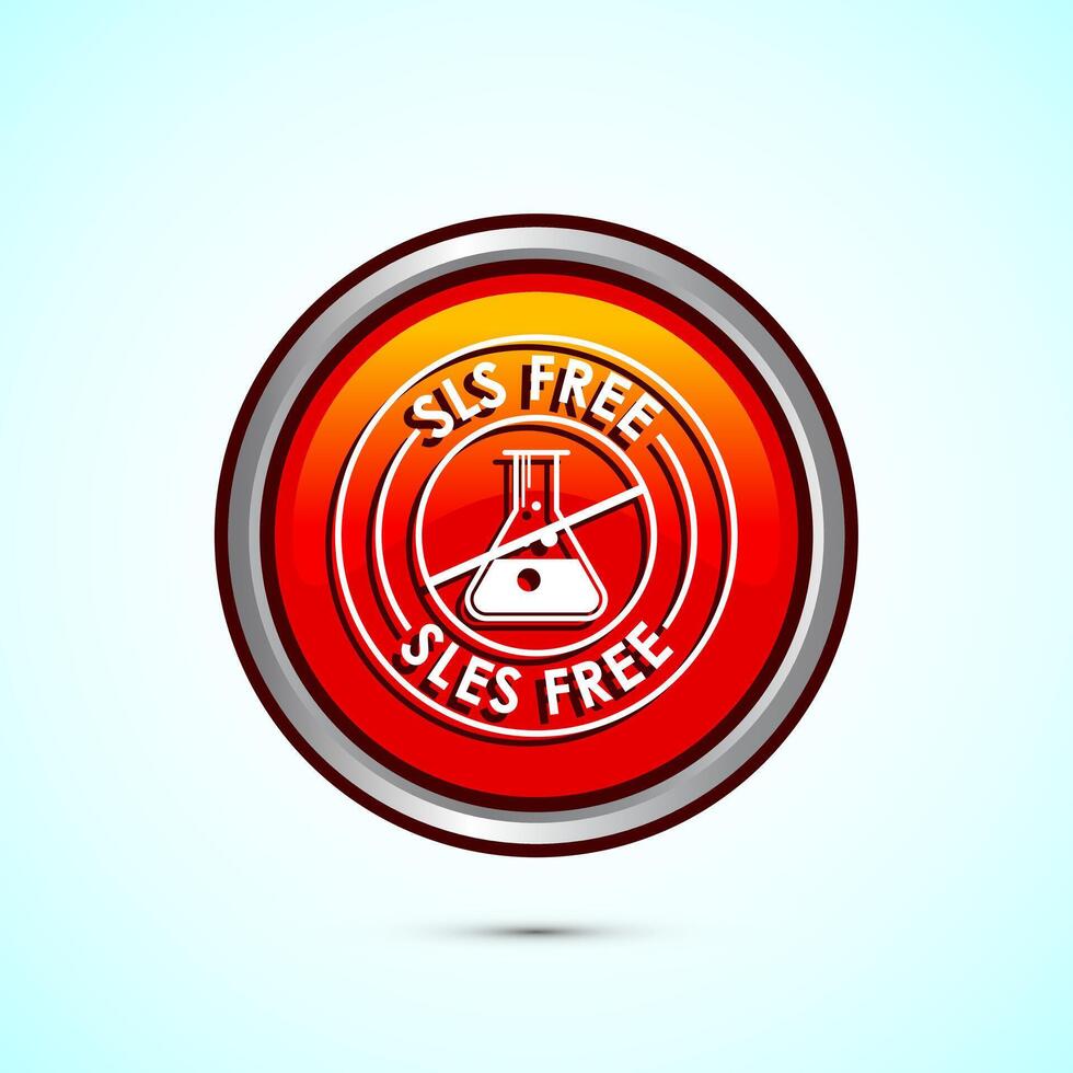 SLS free icon design illustration, SLS and SLES free label badge for web, Orange color round button design vector