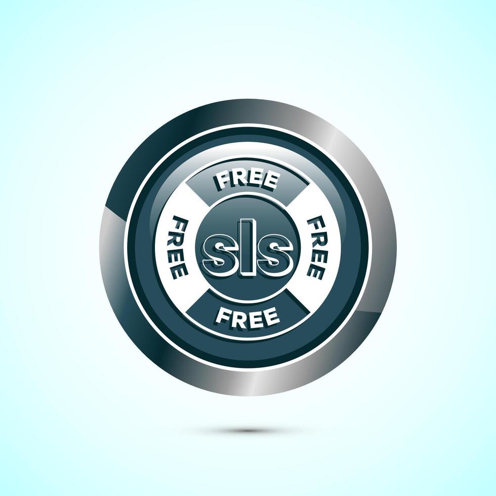 SLS free icon design illustration, SLS and SLES free label badge for web, Gray color round button design vector