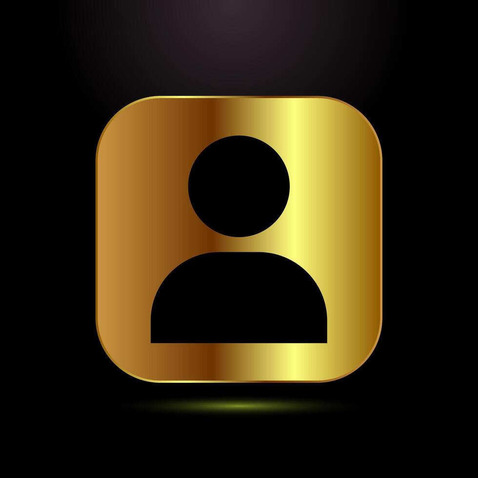 User profile icon illustration, User profile sign, gold color style vector