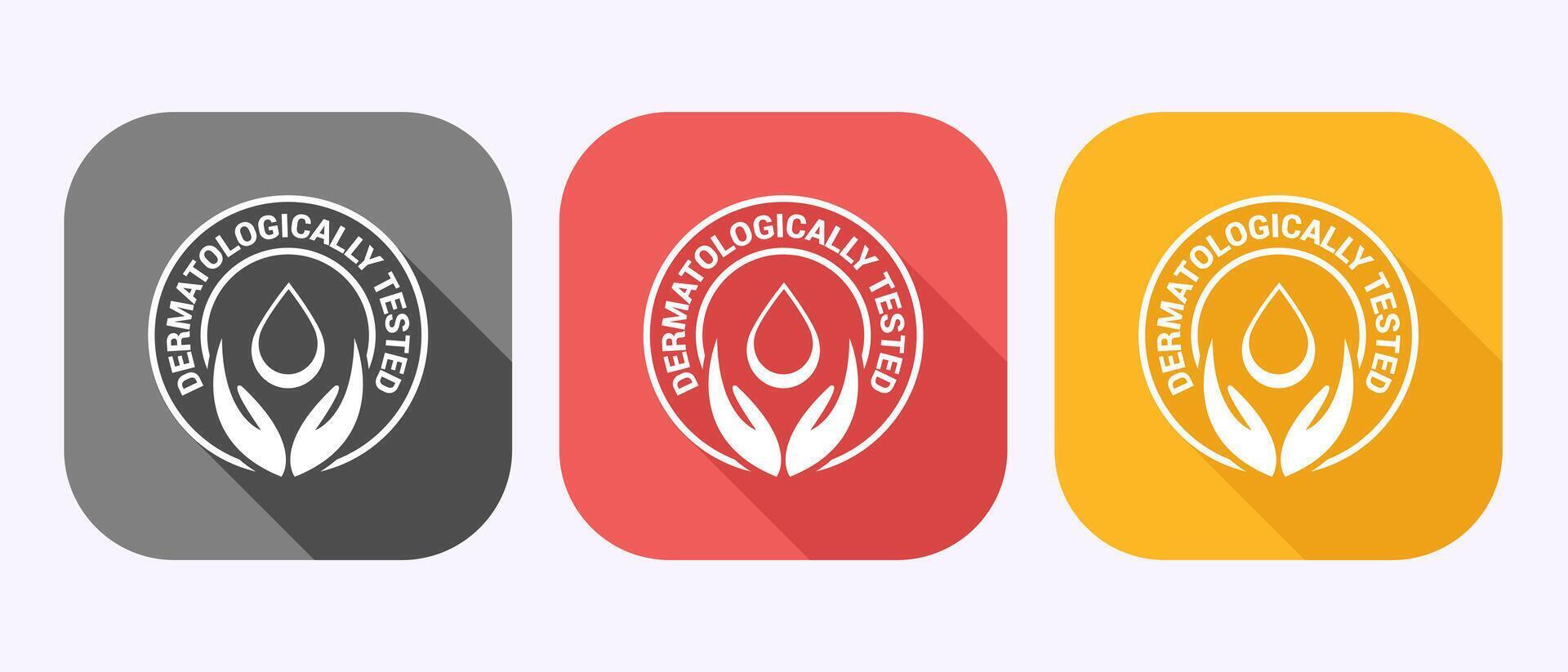 Dermatologically tested icon in shadow button design. vector