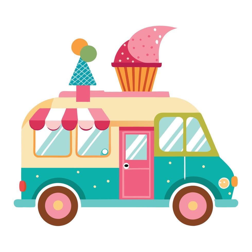 Whimsical Ice Cream Van Icon vector