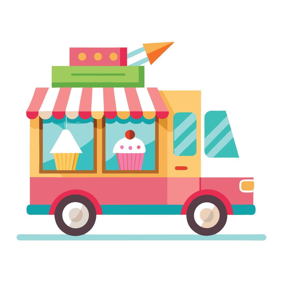 Colorful Ice Cream Truck Icon vector