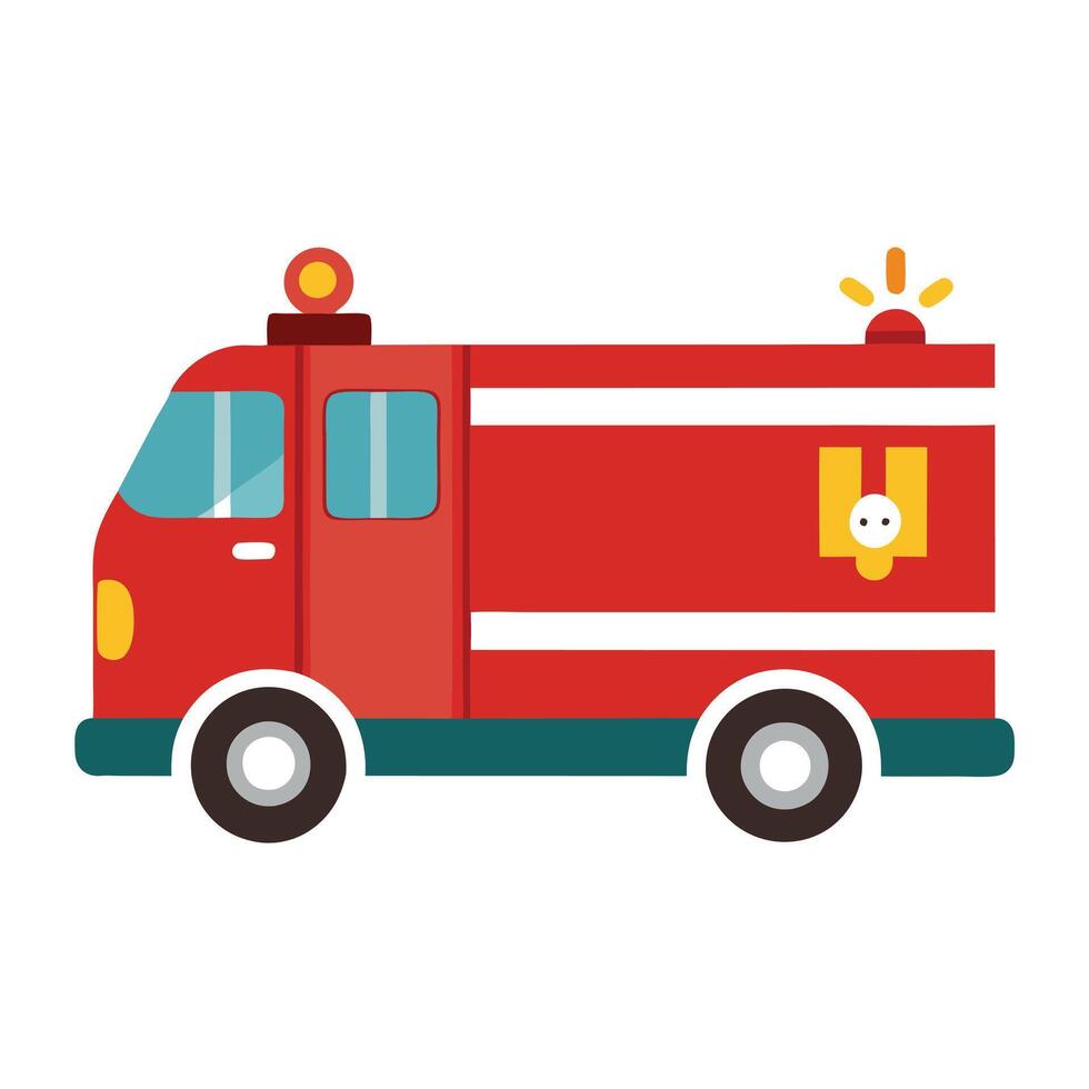 Simple Minimalist Fire Truck Icon vector