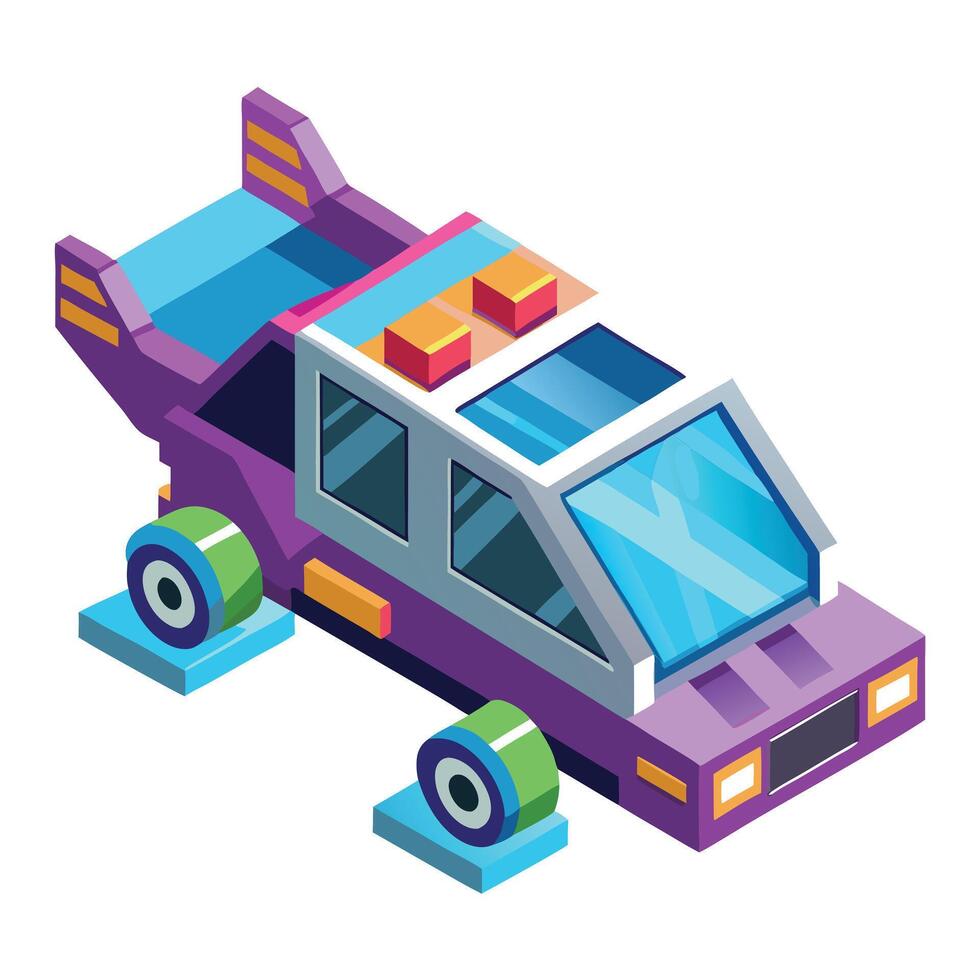 3D Isometric Flying Car Icon vector