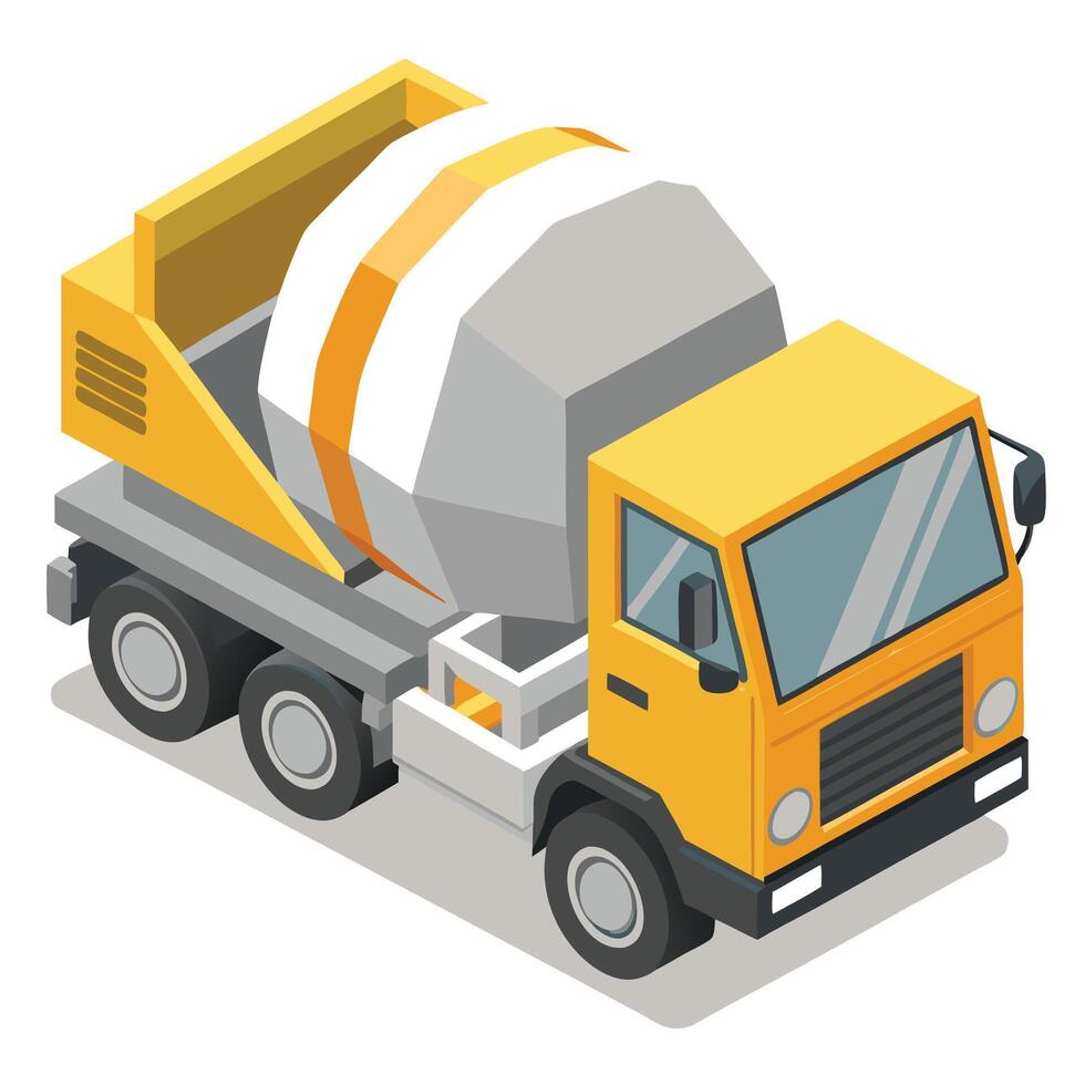 Detailed Isometric Concrete Mixer Truck Icon vector