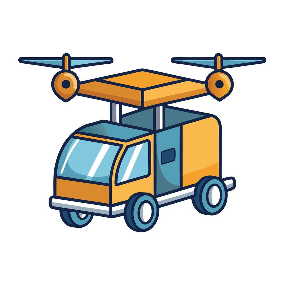 Hovering Smart Delivery Car Icon vector