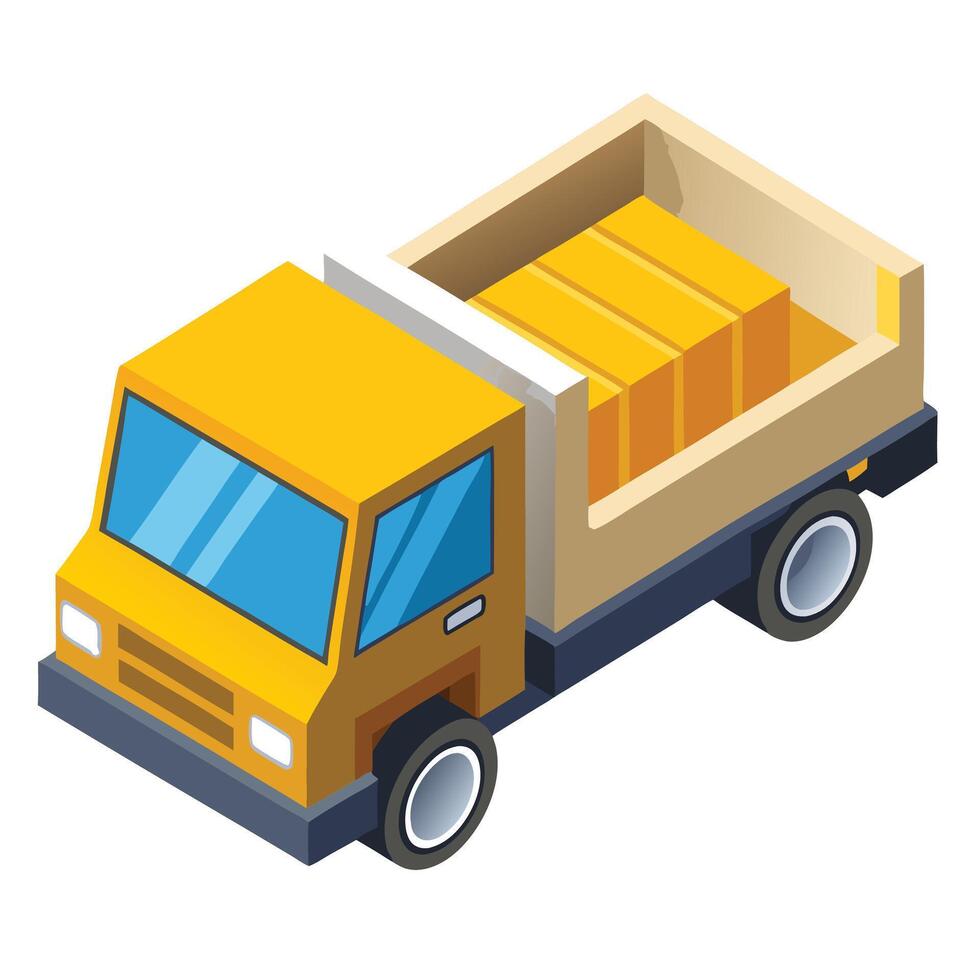3D Isometric Construction Truck Icon vector