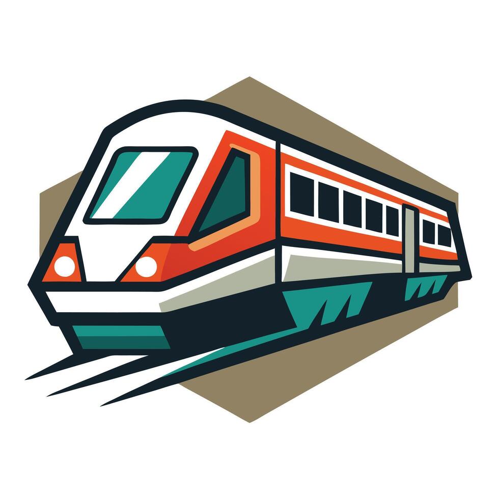 Stylized Geometric Metro Train Icon vector