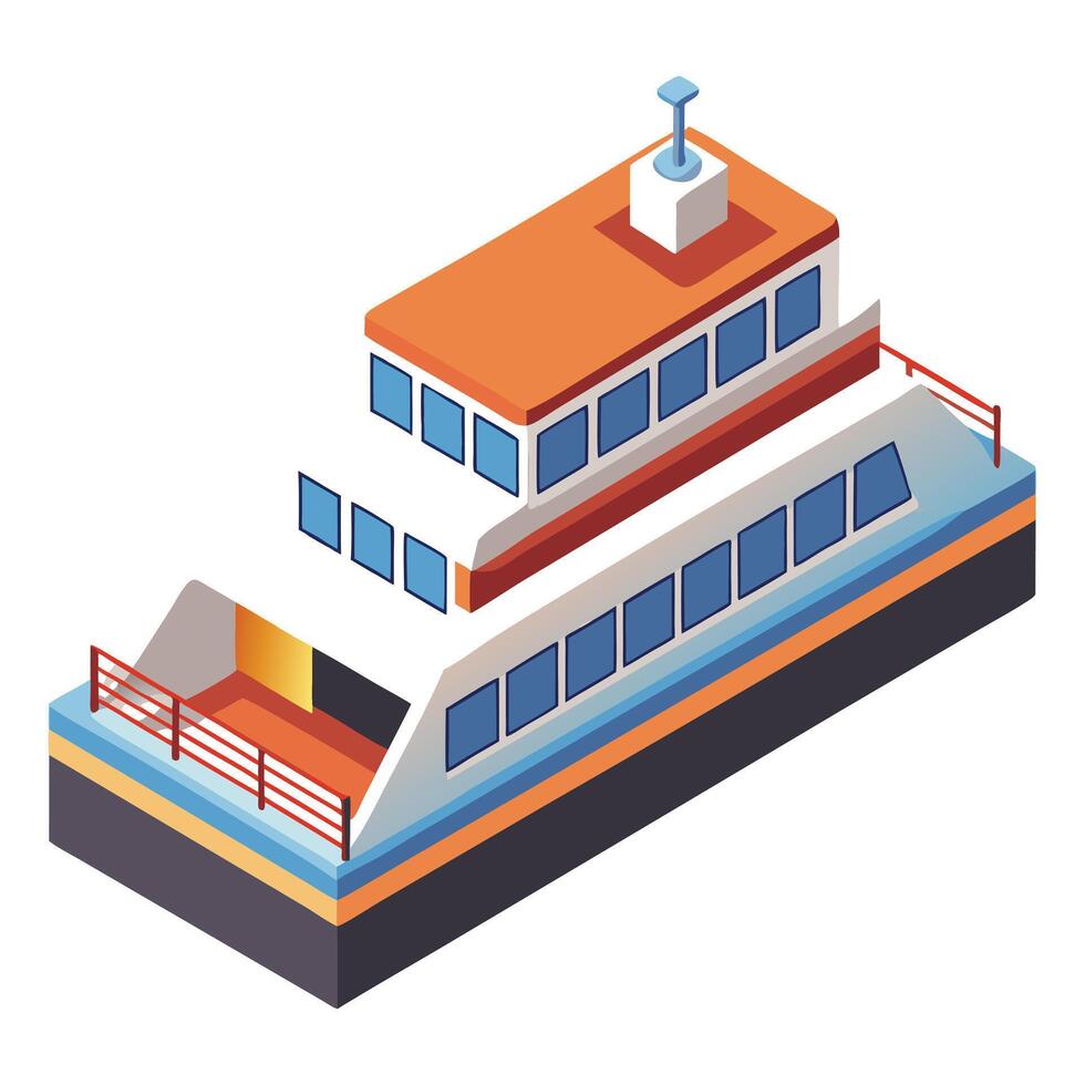 3D Isometric Ferry Boat Icon vector