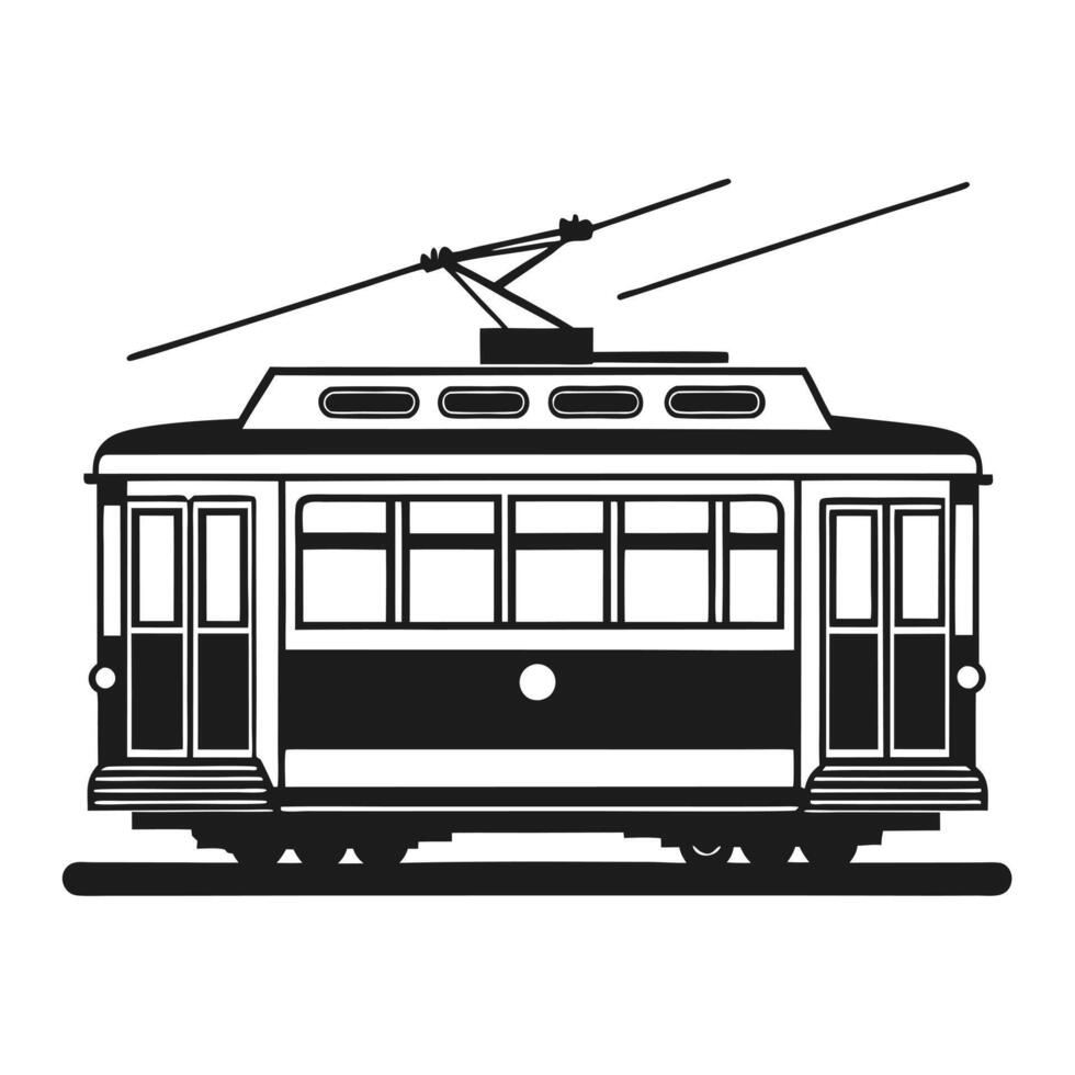 Classic Monochrome Tram Icon vector