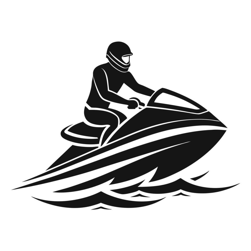 Fast Monochrome Jet Ski Icon vector
