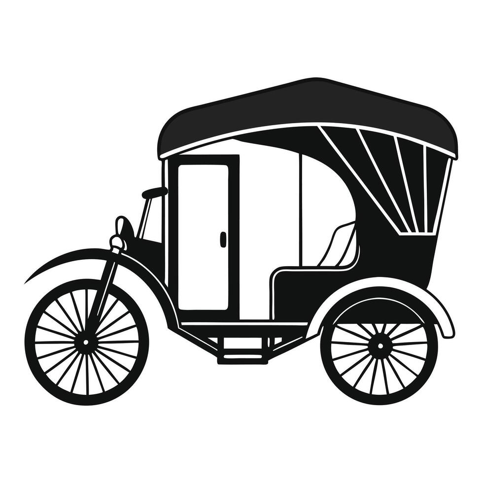 Traditional Monochrome Rickshaw Icon vector