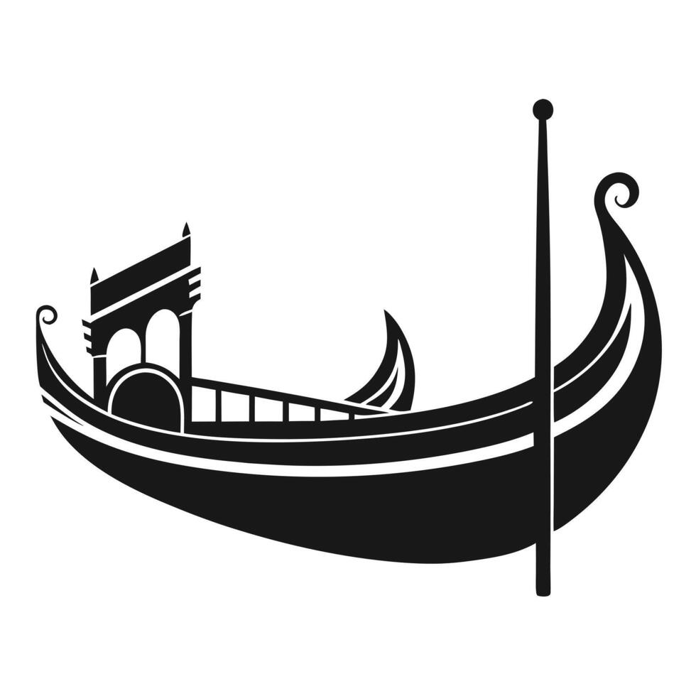 Classic Monochrome Gondola Boat Icon vector