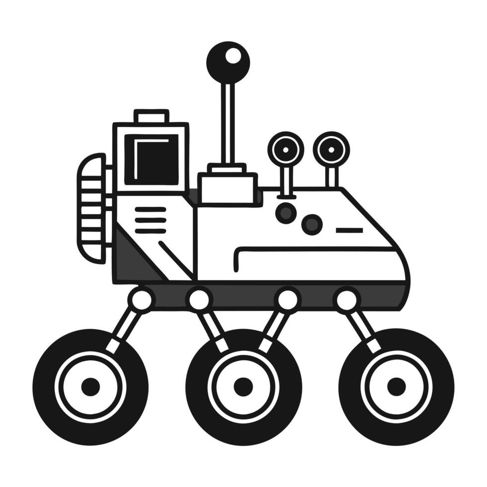 Mars Monochrome Space Rover Icon vector