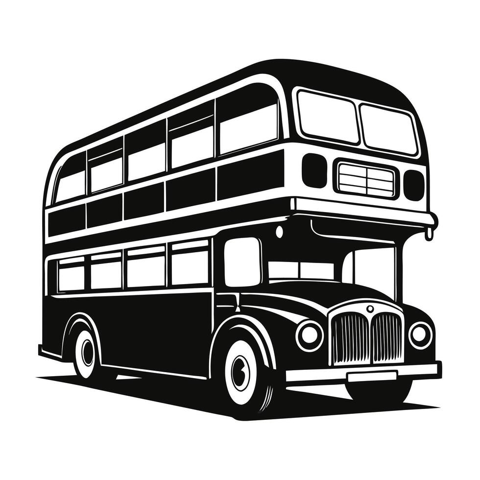 Classic Monochrome Double Decker Bus Icon vector