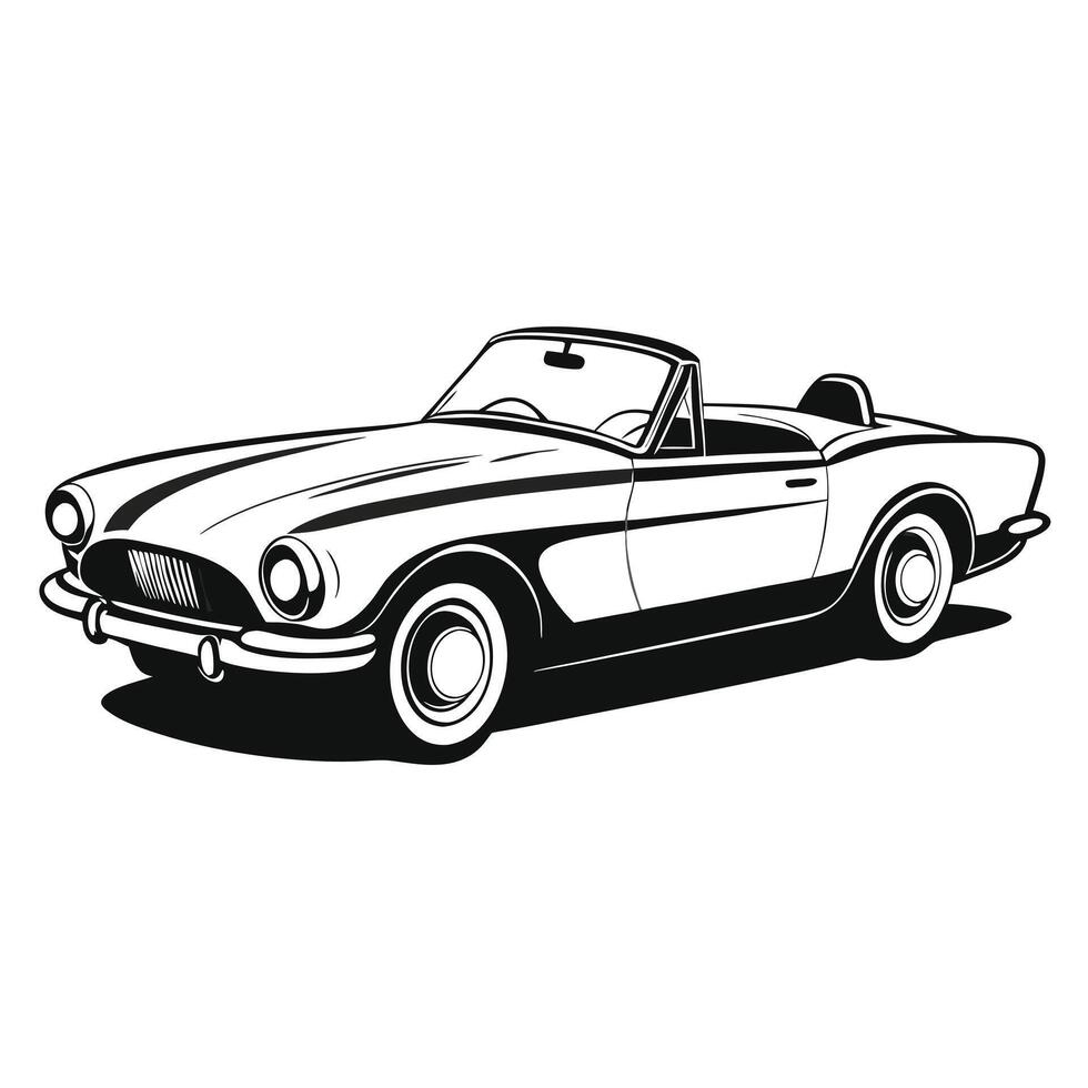 Classic Monochrome Convertible Car Icon vector