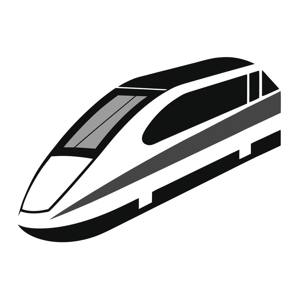 High Speed Monochrome Design Style Bullet Train Icon Illustration vector