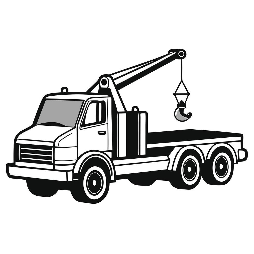 Sturdy Monochrome Tow Truck Icon vector