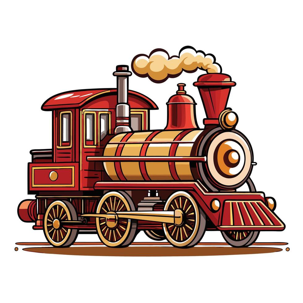 Flat Detailed Outline Vintage Steam Train Icon vector